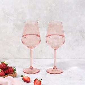 Colored Art Deco, Colored Rose Wine Glasses, Bridal shower party, Wedding Wine Glass, salmon pink glass, Pink Wine Glassware, Stemware