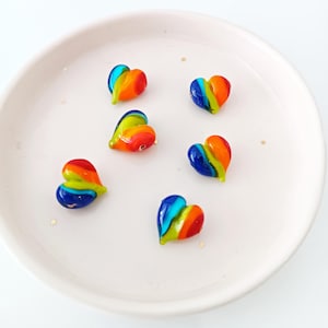 Murano Glass Rainbow Heart Bead, Lampwork multicolor love Bead, Heart Jewelry earring, DIY rainbow bracelet charms, lgbt beads, pride charm,