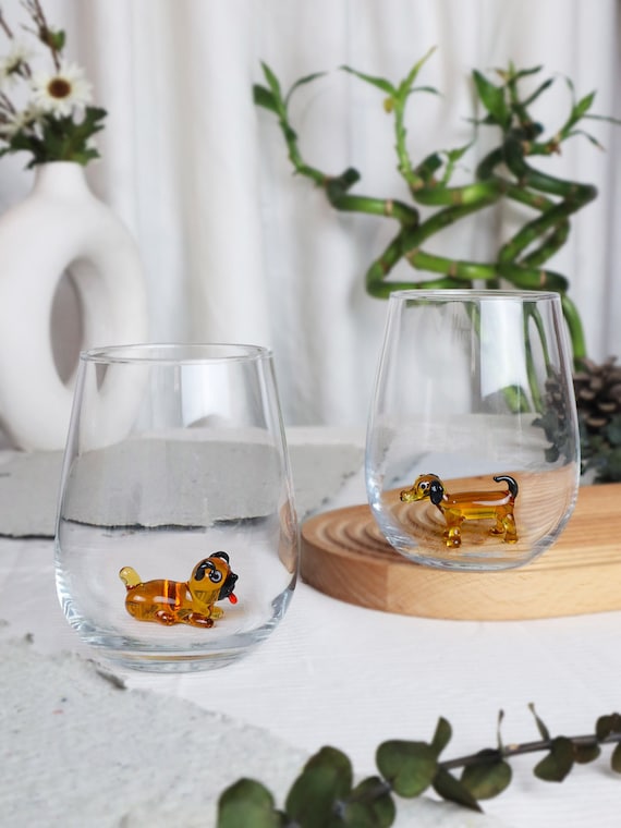 Tazza di vetro per cani con salsiccia, tazza per cani wiener, tazza  d'acqua, tazza di bassotto, vetreria, tazza di carlino, bicchiere per  bevande animali, drinkware, amore per gli animali, vino, 