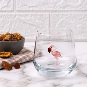 Pink flamingo glass water cup, Bird drink glasses, bachelorette party, barbie pink, flamingo mug, baby shower decor, glassware, drinkware,