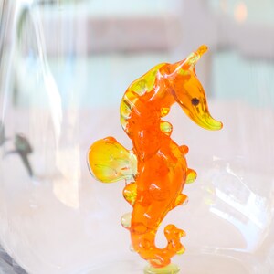 Handmade Glass cup with seahorse, cute drink glass, seahorse glass, ocean decor, table decor , sea animal mug, glassware, water cup, wedding image 6