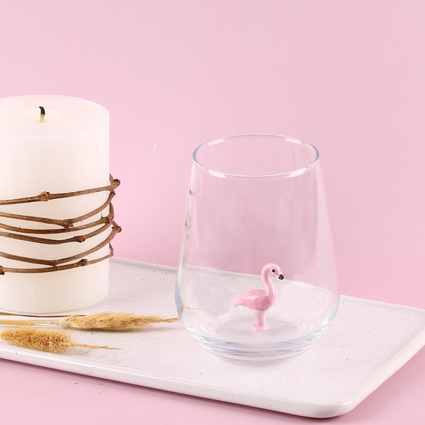 Tasse d’eau en verre de flamant rose, verres à boisson d’oiseau, enterrement de vie de jeune fille, rose barbie, tasse de flamant rose, décor de baby shower, verrerie, verres,