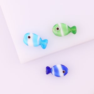 Murano Glass Fish Spacer Beads, Lampwork Pisces Fish jewelry, DIY bracelet making bead, Ocean bead, Fish Charm, sea animal earring, fisher