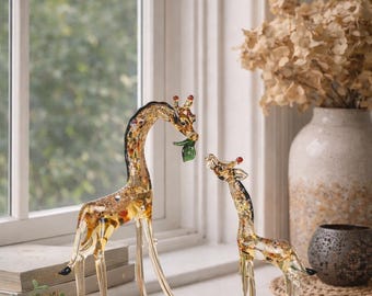 キリン ミニチュアフィギュア 動物 手吹きガラスアート コレクション