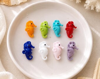 Murano Glass Sea Horse Spacer Bead, Lampwork Ocean bead, Sea Animal Beads, Nautical charms, beach jewelry, DIY bracelet making supplies,