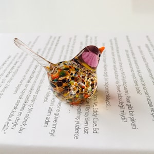 Miniature murano glass birds, tiny sparrow, colorful birds, little bird sculpture, bird collection, decorative cute birds, office desk decor image 10