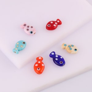 Murano Glass spotted Fish Beads, Lampwork spacer bead, Fish jewelry, DIY bracelet & Necklace making bead, Blown Fish Charm, animal charm