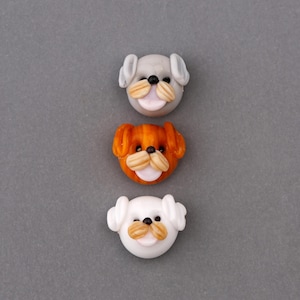 Weiße Murano Glas Perlen, handgemachte Glasperlen, Welpe Perlen, Schmuckherstellung, Perlen Perlen, kleine Hunde Charms, mundgeblasene Perle, DIY Armband