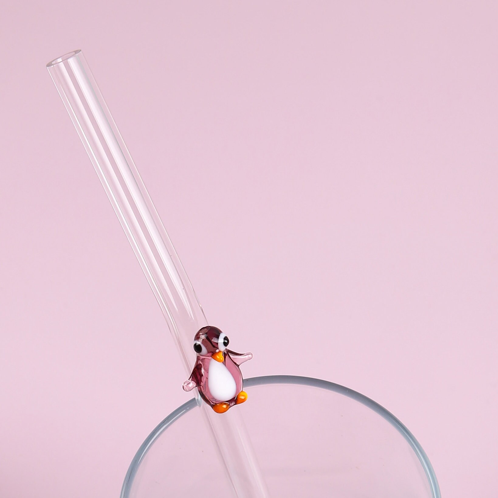 Handmade Glass Straw With Cute Penguin Drinking Straw -  Finland