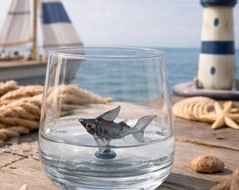 サメのドリンクグラス、ビーチグラスマグ、ウォーターカップ、海の動物マグ、あご、ガラス製品、ドリンクウェア、面白いウイスキーグラス、サーフィン、親友へのギフト