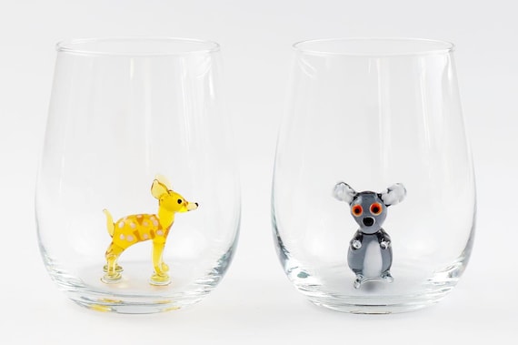 Glass Mug With Wild Animal Figures, Drink Glasses, Water Cup, Animal Mug,  Juice Glasses, Cute Drinkware, Glassware, Hippo Mug, Elephant Gift 