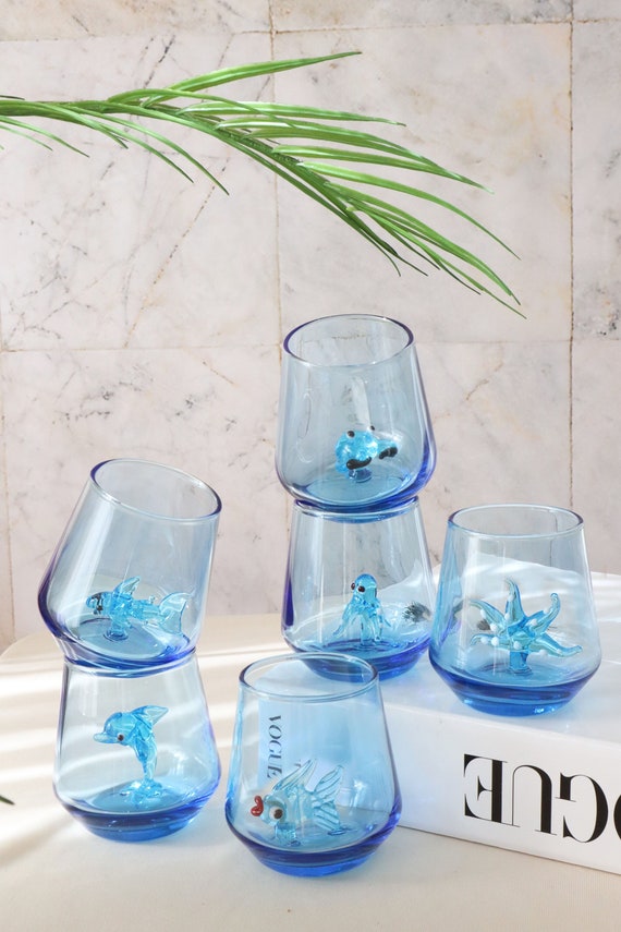 Blue Dolphin Shot Glasses, Barware, Beach Wedding Shot Glass, Home Bar, Small  Glass Cups, Birthday Shot Glass, Dolphin Gift, Cute Fish Cup 