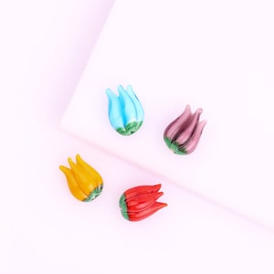 Tulip murano Spacer Bead, Lampwork Flower Bead, Glass nature Bead, DIY bracelet necklace making supplies, small hole bead for jewelry