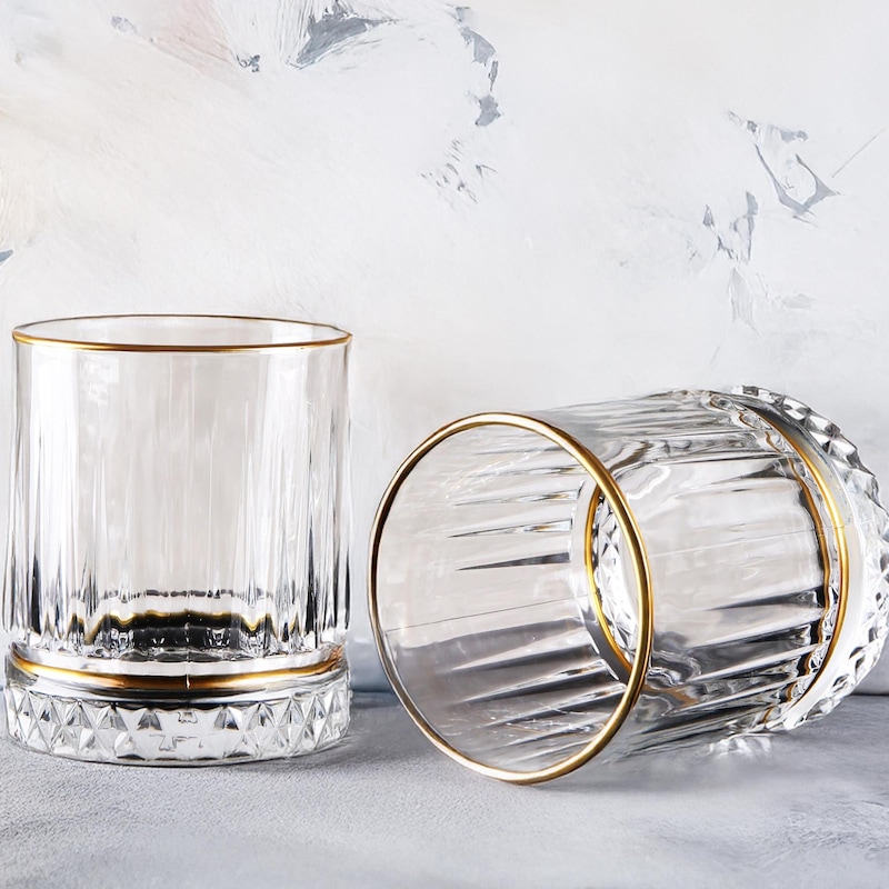 Glass With Gold Rim Gold Rim Drinking Glasses - Etsy