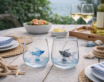 Shark Drink Glasses, beach glass mug, water cup, ocean animal mug, jaws, glassware, drinkware, funny whiskey glasses, surf, best friend gift