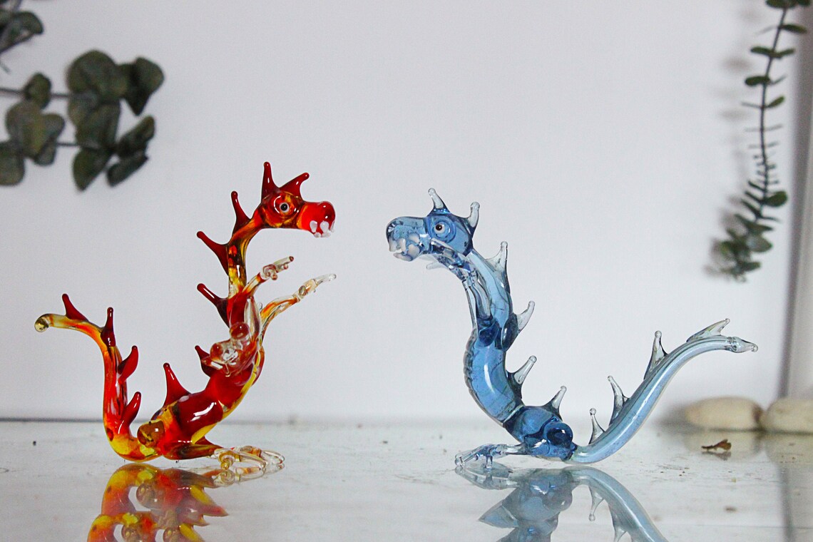 Blue Dragon Murano Glass FigurineGlass Dragonblown glass Etsy