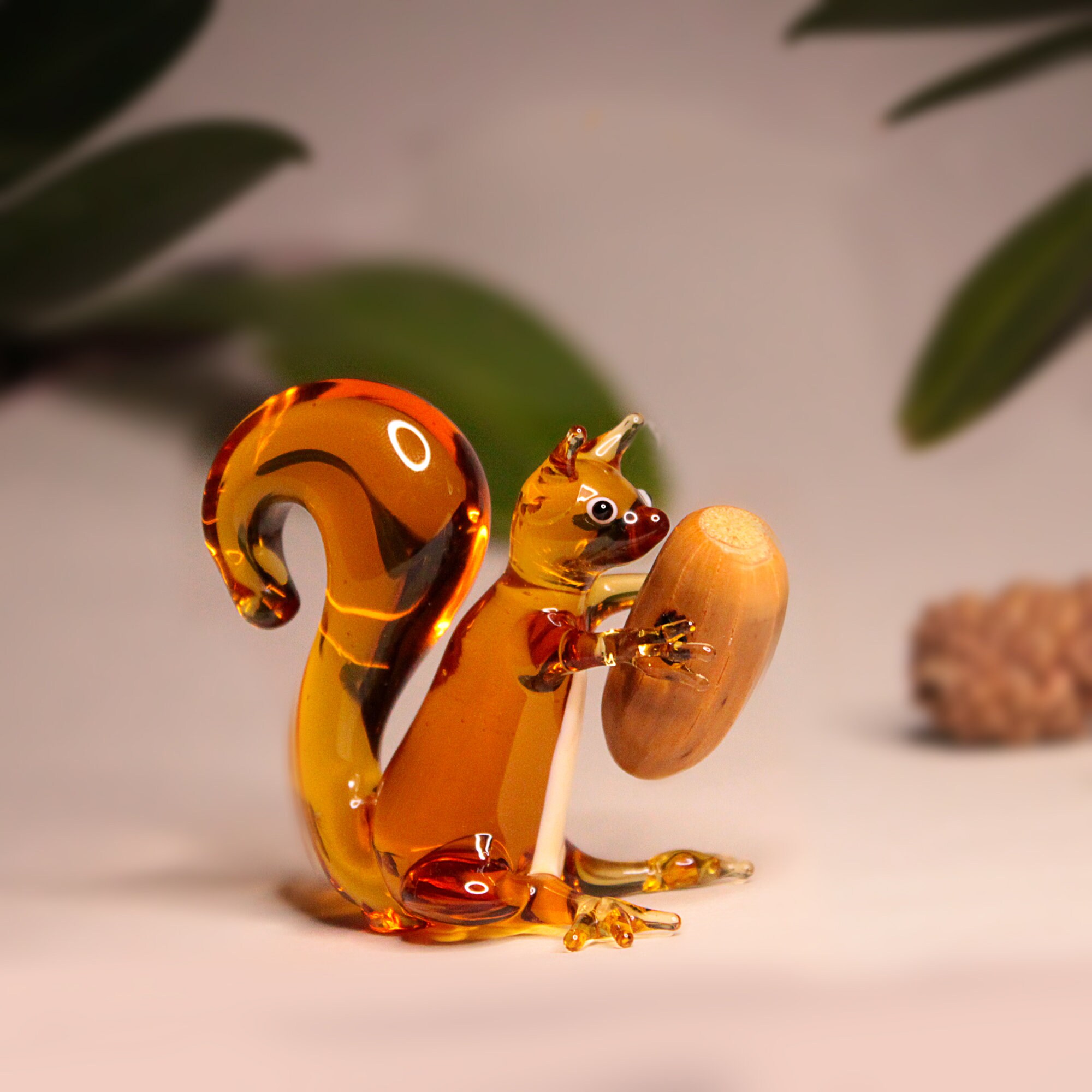 Glass Squirrel Figurine Squirrel With Nut Murano Glass Etsy