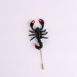 Lampwork Glass scorpion pin brooch, Black Emperor Scorpion jacket pin, wedding Lapel pin, stick pin, Groomsmen Gift, Insect Jewelry