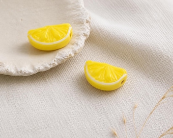 Handmade Lemon Slice Glass Bead, Lampwork Lemon Charm, Murano Style Fruit Bead, Citrus Jewelry Bead, Artisan Focal Spacer Bead