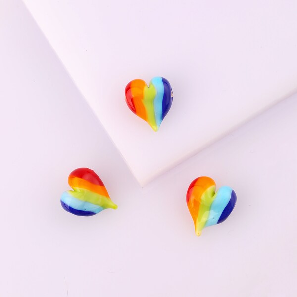 Rainbow Heart Charm Bracelet Etsy