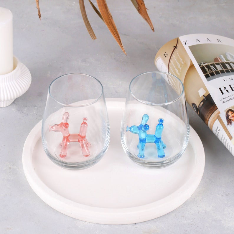Balloon Dog Drinking Glasses Murano Glassware Christmas Wine Etsy