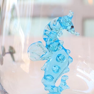 Handmade Glass cup with seahorse, cute drink glass, seahorse glass, ocean decor, table decor , sea animal mug, glassware, water cup, wedding image 2