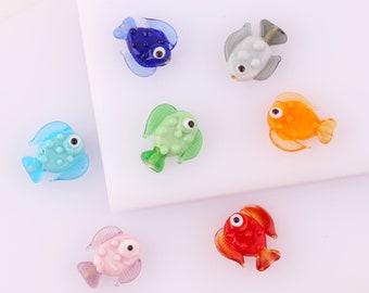 Murano Glass Fish Spacer Beads, Lampwork Pisces Fish jewelry, DIY bracelet  Necklace making bead, Ocean bead, Fish Charm, sea animal earring
