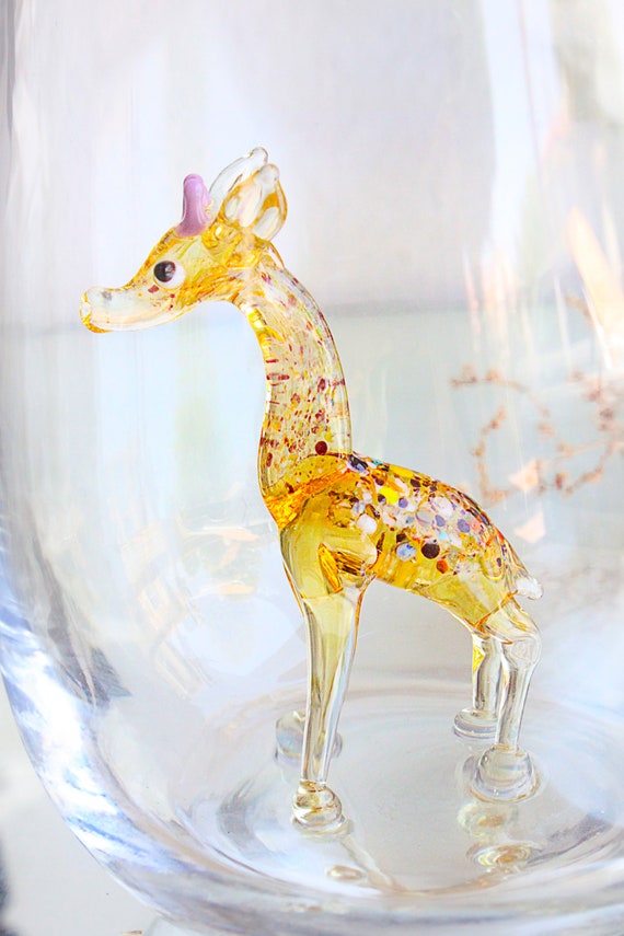 Cute Giraffe Drinking Glass Water Glass Water Cup Handmade 