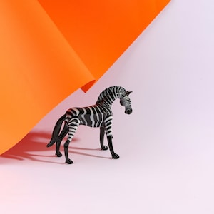 Zebra Glass Figurine, African Animal Decoration for home, lampwork wild animal sculpture, Zebra miniature, desk figurine, Safari Home Decor