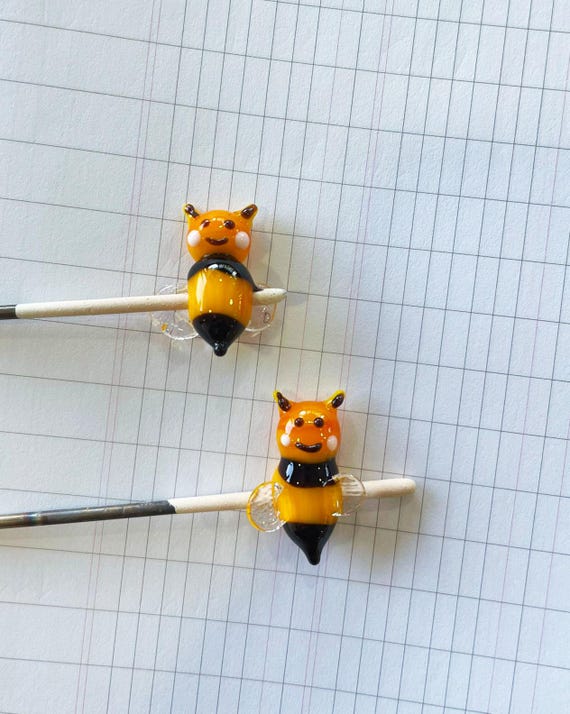 Murano Glass Cute Bee Spacer Bead, Lampwork Honey Bee Bead, Insect