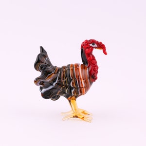 Estatueta de peru de vidro Lampwork, decoração de Ação de Graças, escultura de pássaro, enfeite de Natal, acessórios de mesa, peça central de outono, decoração de outono,