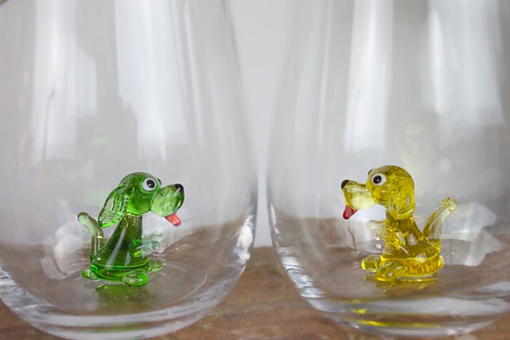 Handmade Drink Glass With Cute Dino, Animal Water Cup, Dino Decor