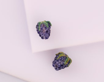 Murano Glass blackberry spacer bead, DIY Fruit Charms, Artisan Lampwork drilled Fruit Bead, DIY bracelets Bead Supply, Earring Accessories