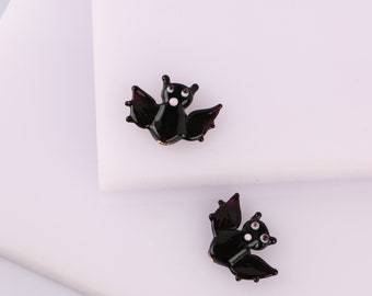 Murano Glass Black Bat Spacer Bead, Lampwork Fall Halloween Bead, spooky  charm, flying bat earring charm, DIY bracelet jewelry making,