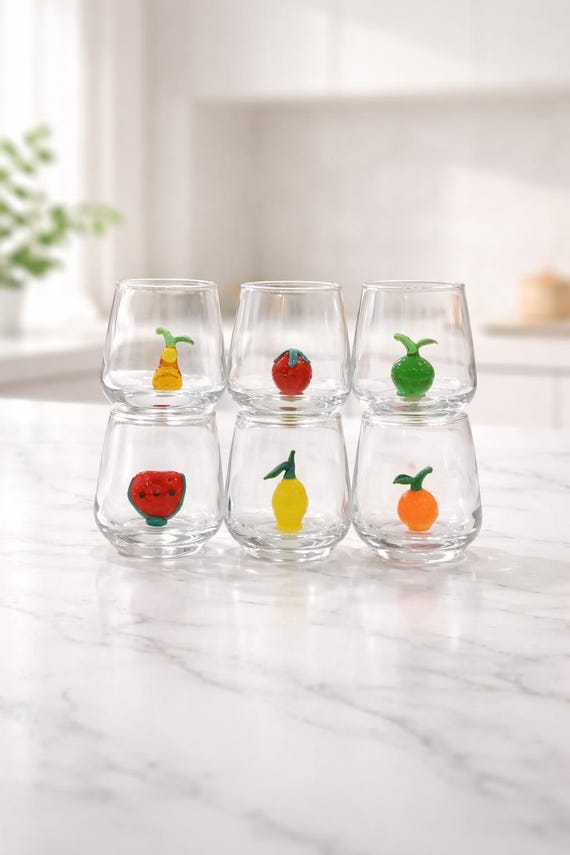 Schnapsglas innen Obst, Geburtstag Schnapsglas, Likör Party kleine Tasse, Hochzeit Schnapsglas, Erdbeere, Zitrone Tasse, Orange, Wassermelone, Apfel