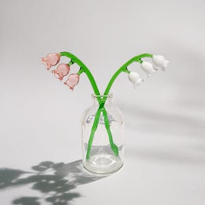 Lampwork Glass Lily of valley figurine, hand blown flower, Mini flower month, tabletop decor, Floral gift, Miniature, cosmos, new home gift