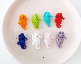 Murano Glass Sea Horse Spacer Bead, Lampwork Ocean bead, Sea Animal Beads, Nautical charms, beach jewelry, DIY bracelet making supplies,