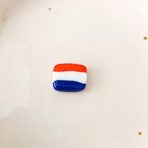 Murano Glass France flag bead, French flag spacer charm, DIY Jewelry Making, red blue white bead, country charm, european flag beads