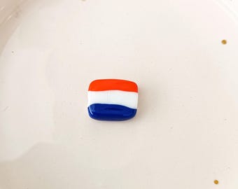 Murano Glass France flag bead, French flag spacer charm, DIY Jewelry Making, red blue white bead, country charm, european flag beads