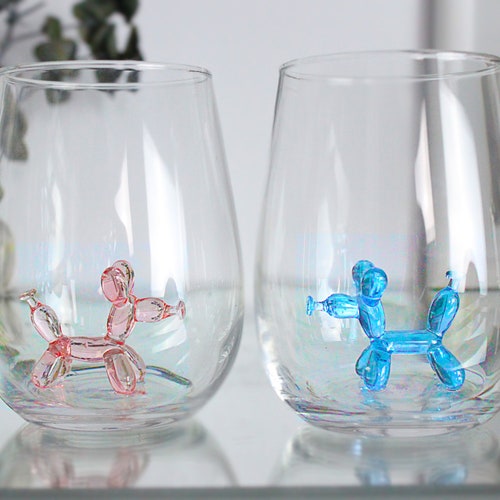 Balloon Dog Drinking Glasses Murano Glassware Glass Tumbler Etsy