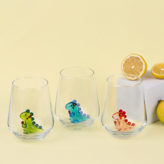 Glass cup Dinosaur with heart , funny stemless wine glass, baby dino mug, water glass, Dinosaur Baby Shower,  Dino Birthday Party,