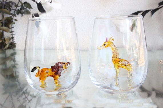 Cute Animals Drink Glasses, Lion Cup, Giraffe Mug, Water Glasses