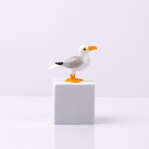 Miniature Seagull glass figurine, Nature Inspired bird decor, lampwork bird, Tabletop Decorative animal, seaside bird, hand blown sculpture
