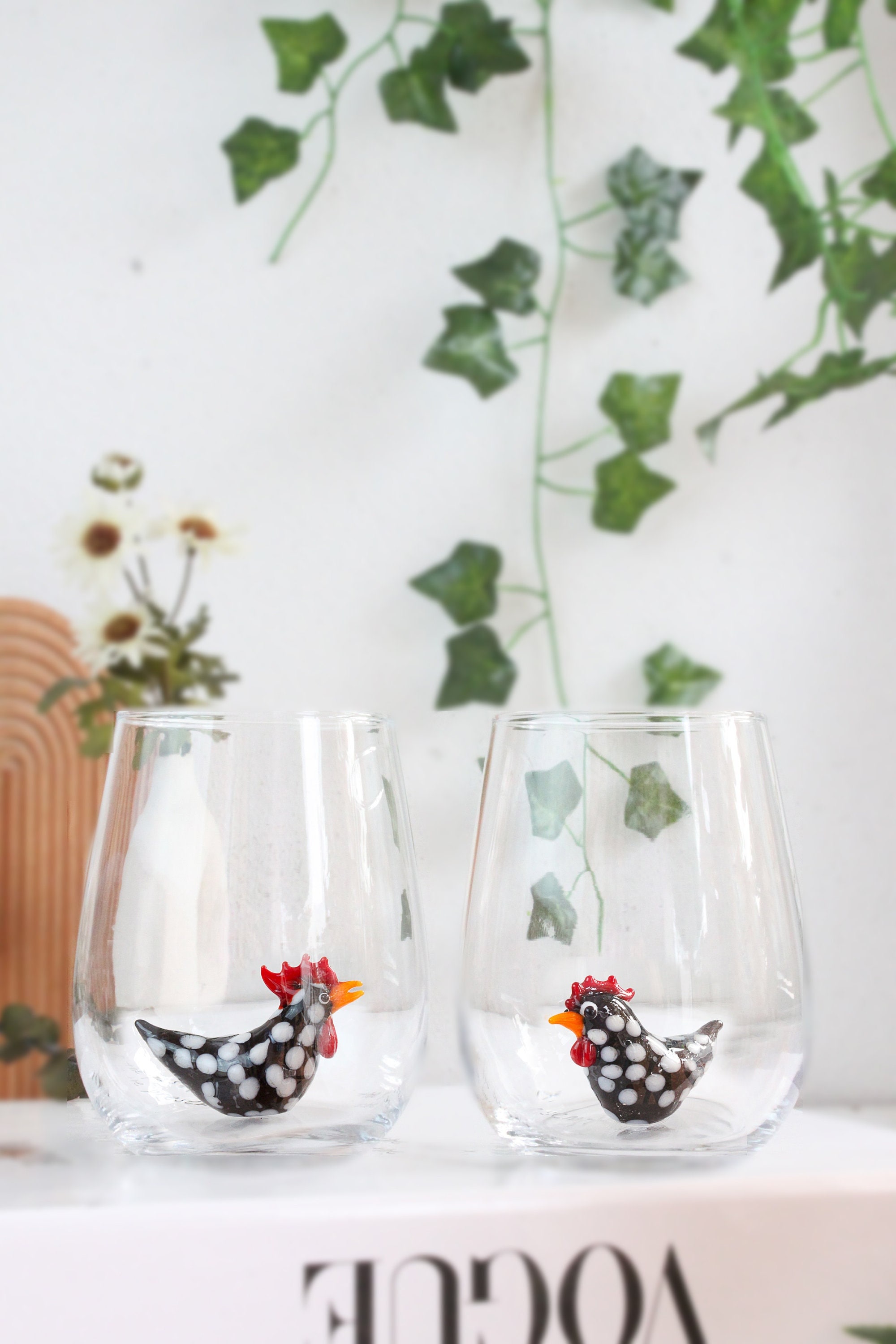 Don't Give a Cluck - Stemless Chicken Wine Glass for Women - Cute