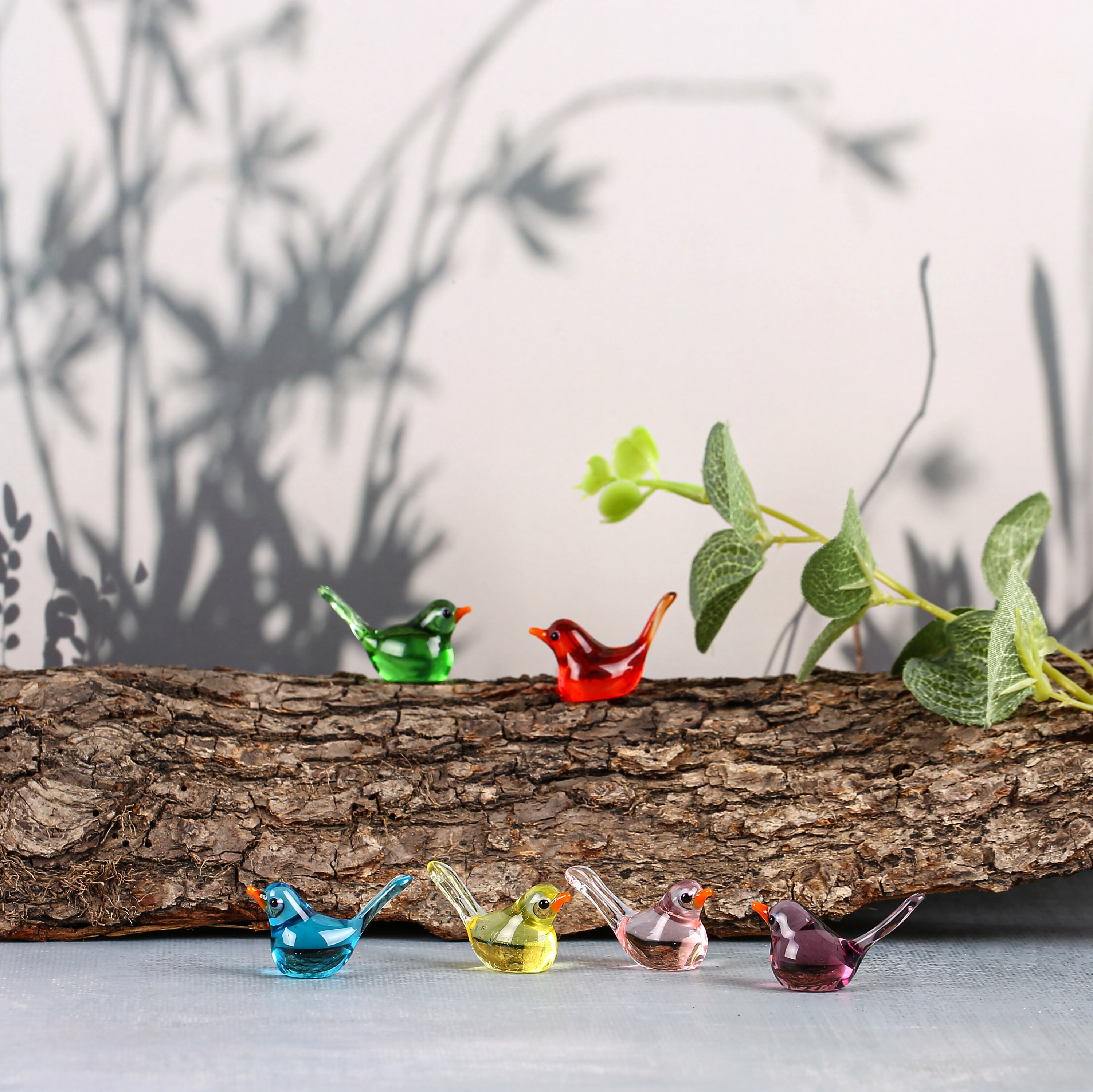 Miniature Murano Glass Bird Set, Lampwork Cute Bird, Little Bird