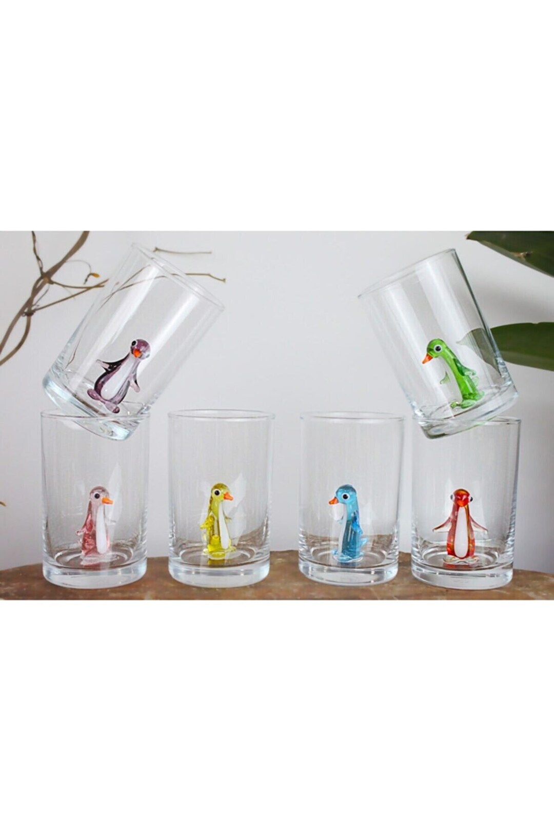Penguin Shot Glasses, Animal Shot Glass, Cute Penguin in Glass Mug