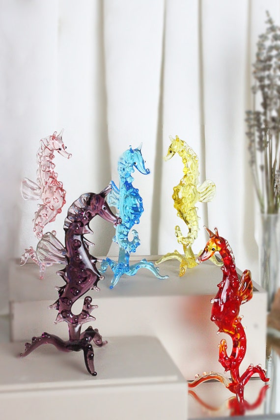 Lampwork Glass Seahorse Sculpture Murano Glass Sea Animals Etsy