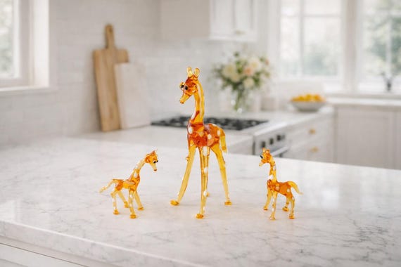 Glass Giraffe Figurine, Murano Glass Animals, Cute Giraffe