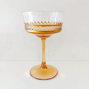 Crystal Vintage Cut Glasses, Vintage Coupe Glasess, Gold Cocktail Glass, barware, glassware, wedding party, bridesmaid