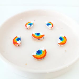 Murano Glass Rainbow Cloud Beads, Lampwork weather Bead, Colorful Cloud bracelet spacer, rainbow sky charm, lgbt earring findings, rain bead